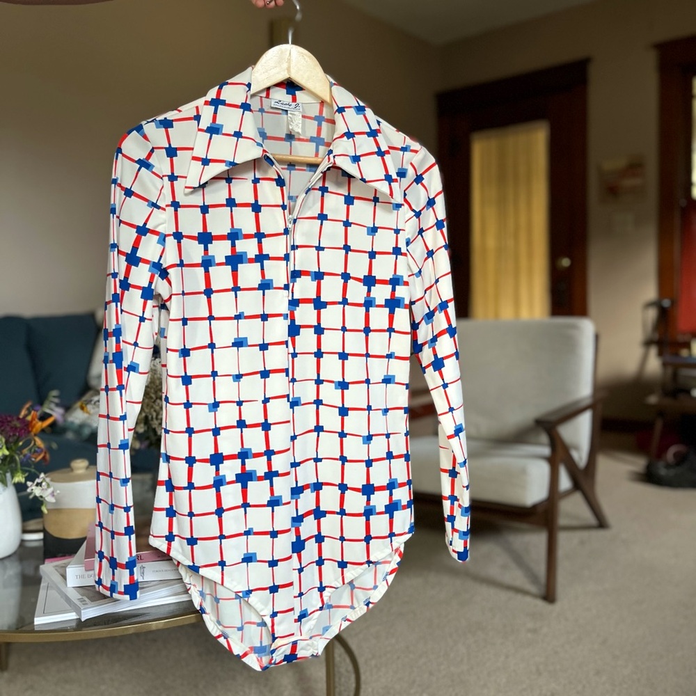 Vtg 60/70s long sleeve body suit